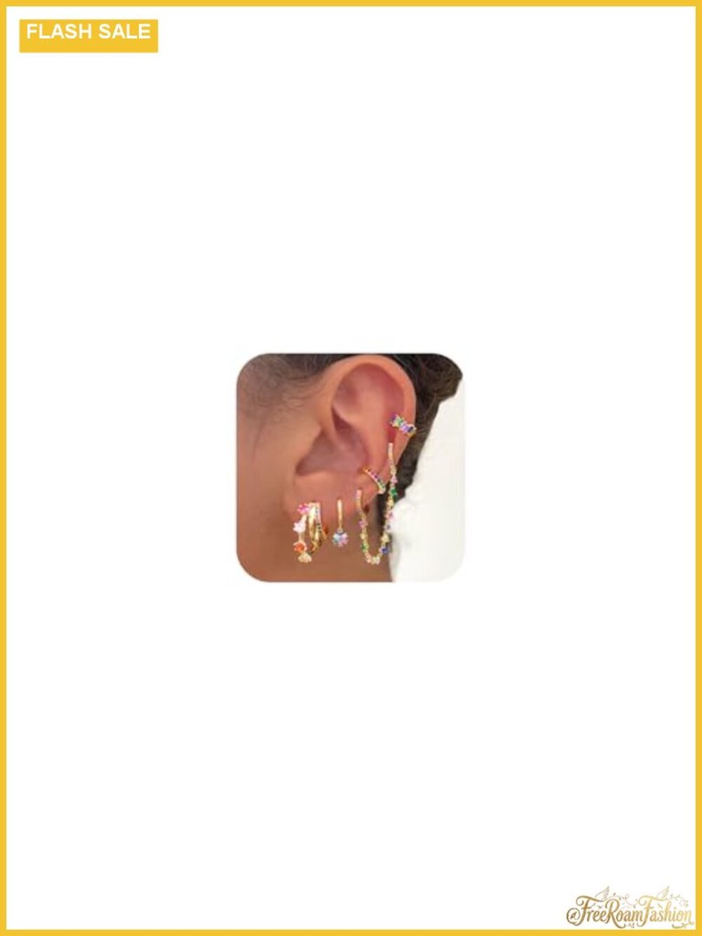 14K Gold Plated Zircon Earring Stack Set 5 Pairs Hypoallergenic